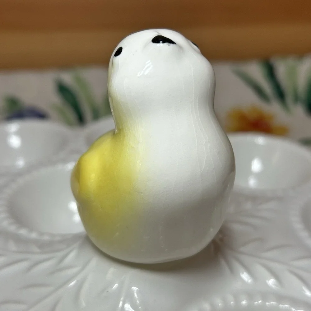 Vintage Easter California Pottery Chick Bird Deviled Egg Plate Dish Platter Tray